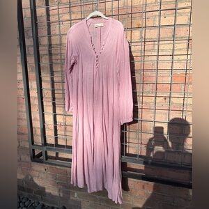Natalie Martin Pink Linen Fiore Small Maxi Dress.
